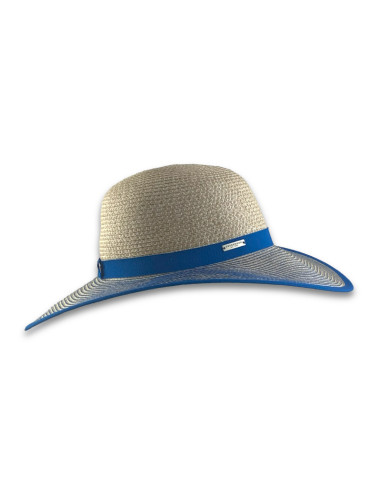 Sombrero Paper Braid Cloche Contrast Azul y Lino de Seeberger