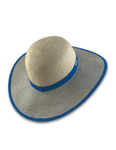 Sombrero Paper Braid Cloche Contrast Azul y Lino de Seeberger