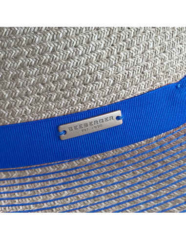 Sombrero Paper Braid Cloche Contrast Azul y Lino de Seeberger